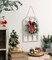 Wood Christmas Holiday Wall Hanging Indoor Outdoor Decorations Rustic Christmas Window Plaque Signs Wooden Arch with Wreath Christmas Home Party (Red-Black)